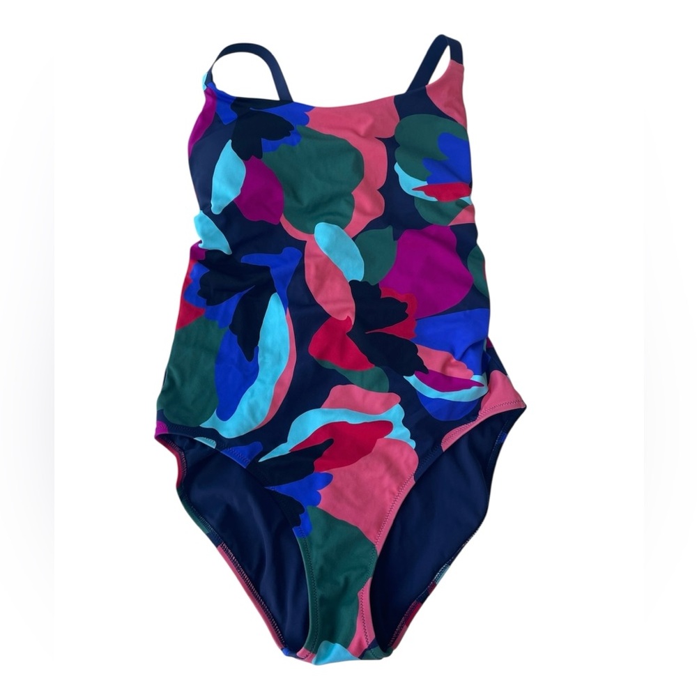 Athleta Hermosa Multicolor One Piece Swimsuit Colorful Bold Shelf Bra Med New - Picture 2 of 4
